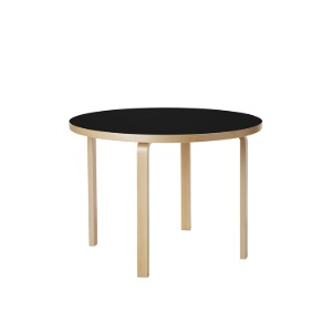 Aalto Table round 90A, Black Linoleum